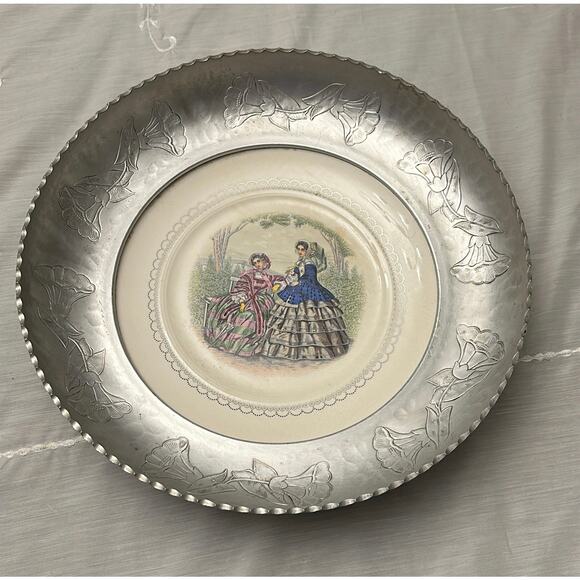 Farberware Other - Farberware China & Wrought Aluminum Serving Plate Vintage Victoriana
